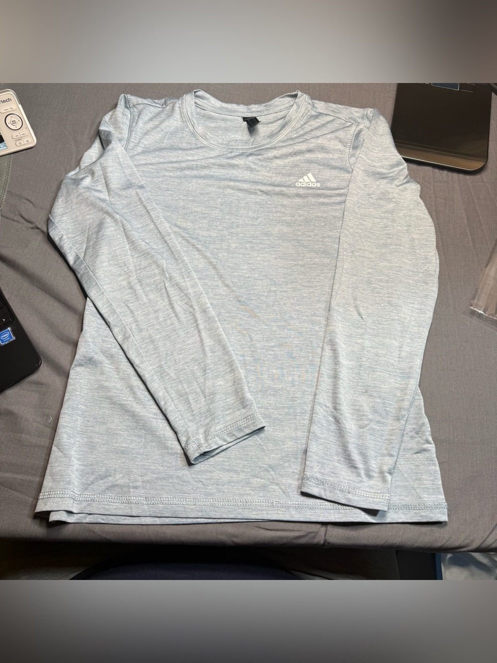 adidas Heather Light Blu Athletic Tee